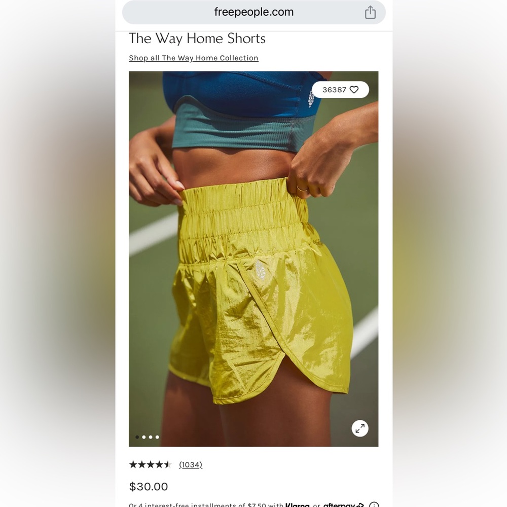 Free People The Way Home shorts in color sparking citrus